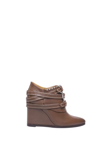 Buckle Wedge Ankle Boots